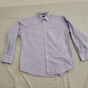 Lincs Shirt Mens XL Purple Plaid Button Up Long Sleeve Cotton